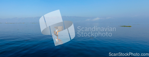 Image of Traditional Burmese fisherman at Inle lake