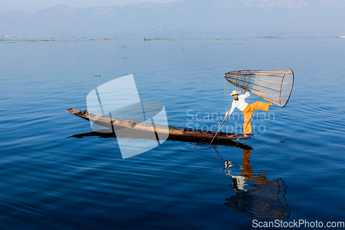 Image of Burmese fisherman at Inle lake, Myanmar