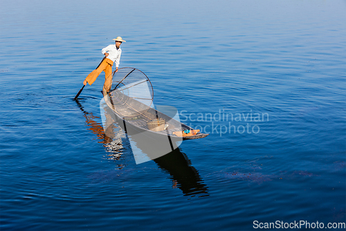 Image of Burmese fisherman at Inle lake, Myanmar