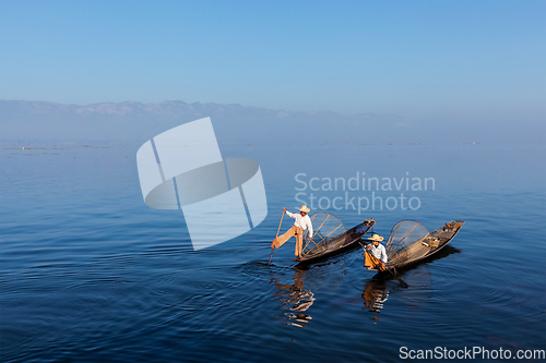 Image of Burmese fisherman at Inle lake, Myanmar