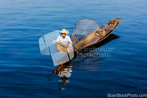 Image of Burmese fisherman at Inle lake, Myanmar