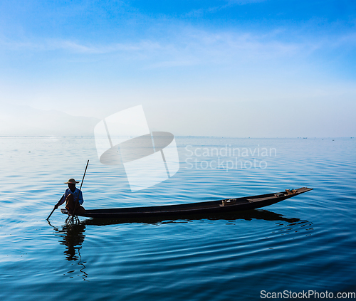 Image of Burmese fisherman at Inle lake, Myanmar