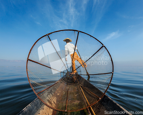 Image of Burmese fisherman at Inle lake, Myanmar