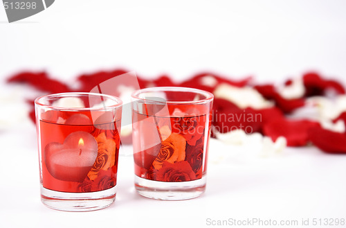 Image of Candles and rose petals