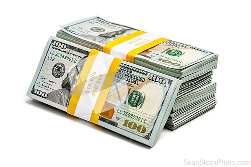 Image of Bundles of 100 US dollars 2013 edition banknotes