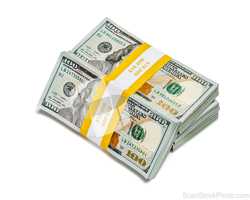 Image of Bundles of 100 US dollars 2013 edition banknotes