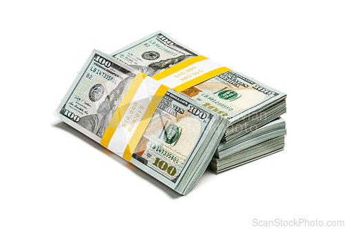 Image of Bundles of 100 US dollars 2013 edition banknotes