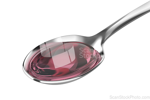 Image of Pink cough syrup in silver spoon