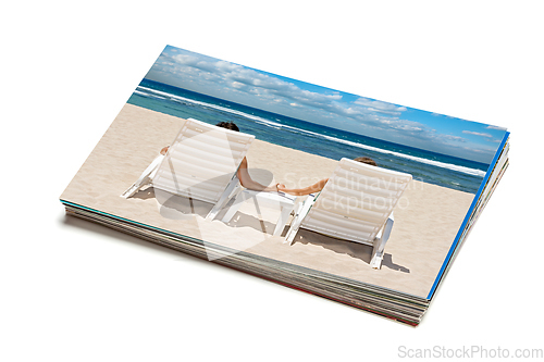 Image of Stack of vacation photos isolated