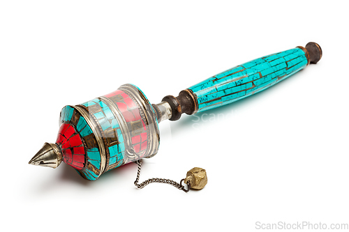 Image of Tibetan buddhist Mani wheel or hand prayer wheel