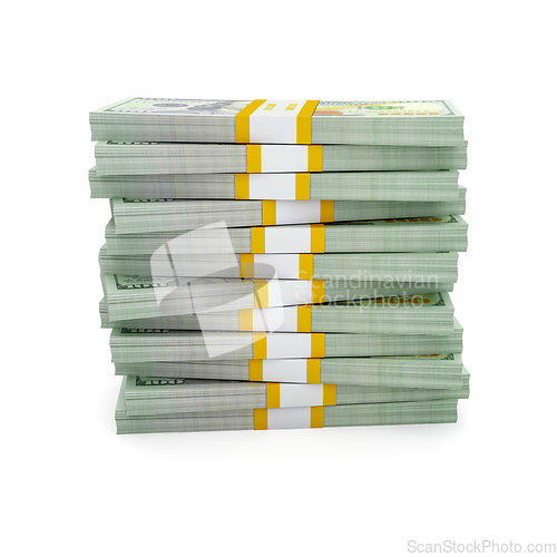 Image of Stack of new US dollars 2013 edition bills
