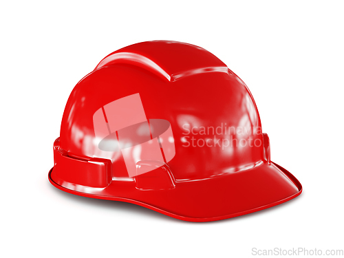 Image of Red hard hat of construction worker isolated