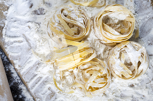 Image of raw pasta with white wheat flour