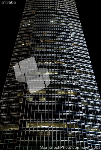 Image of Skyscraper facade at night