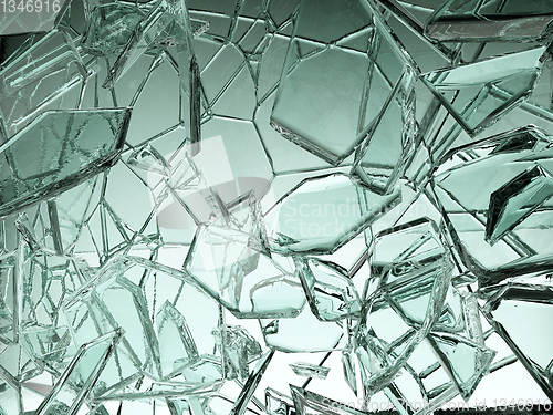 Image of Pieces of transparent glass broken or cracked 