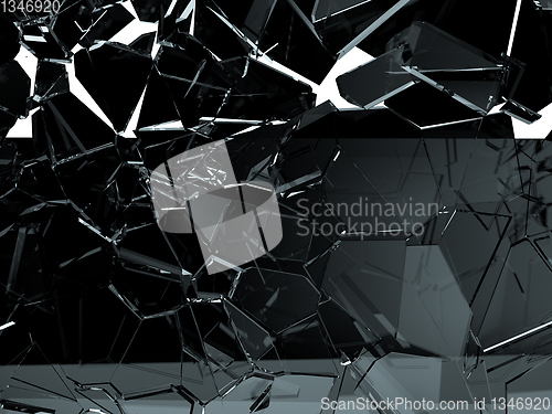 Image of Pieces of glass broken or cracked on white