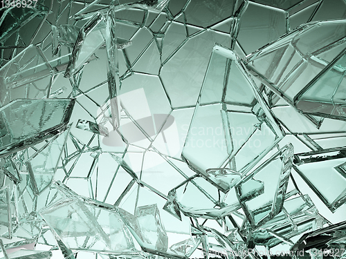 Image of Pieces of transparent glass broken or cracked 