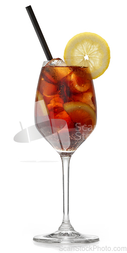 Image of glass of rum cola spritz cocktail
