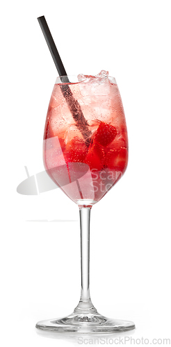 Image of glass of strawberry spritz cocktail