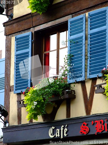 Image of Window over  french cafe in Alsace 