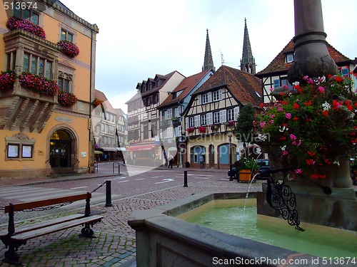 Image of central place of Obernai town - Alsace 