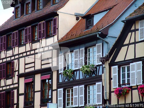 Image of Half-timbered of houses facades in Alsace - Obernai 