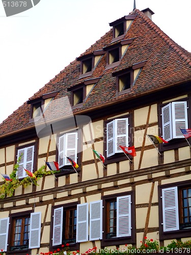 Image of Half-timbered house facade in Alsace - Obernai 