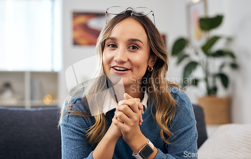 Image of Therapist, woman and talking on sofa with psychology, advice or holistic discussion of mental health or trauma in therapy office. Professional, psychologist and person speaking of anxiety on couch