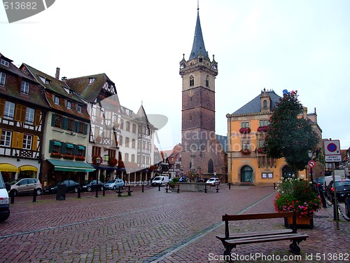 Image of central place of Obernai city - Alsace 