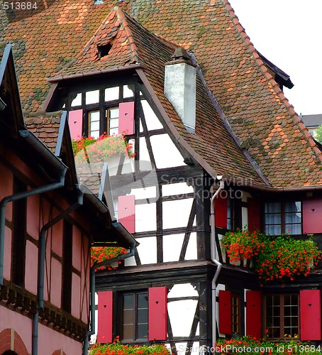 Image of Traditional half-timbered architecture in Alsace 