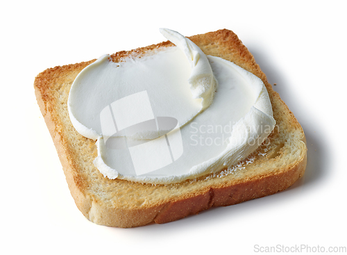 Image of toasted bread with cream cheese