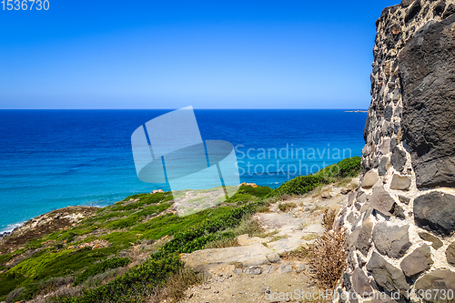 Image of Tharros archaeological site and seascape, Sardinia