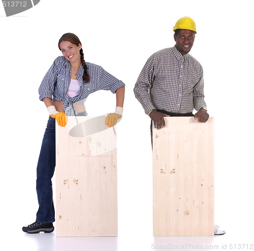 Image of carpenter and woman carpenter