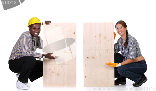 Image of carpenter and woman carpenter