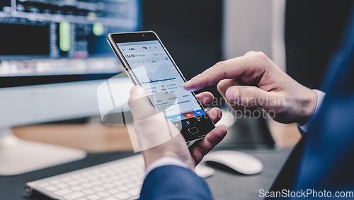 Image of Close up of businessman using mobile smart phone.