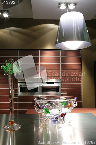 Image of glass vase on the modern kitchen