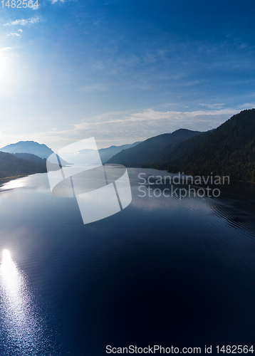 Image of Aerial view on Teletskoye lake in Altai mountains