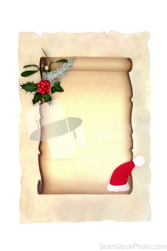 Image of  Letter to Santa Christmas Parchment Paper Scroll and Flora