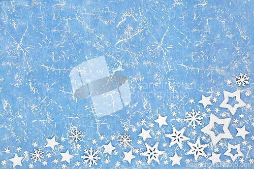 Image of Christmas Snowflake and Star Abstract Fantasy Background