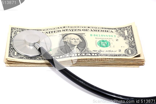 Image of stethoscope and dollars