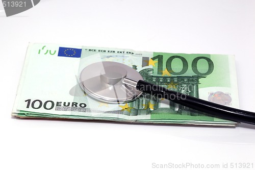 Image of stethoscope and euro