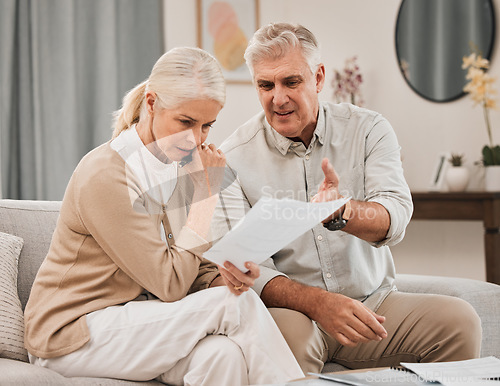 Image of Old people with life insurance application, retirement fund and paperwork, partner with property investment or asset management. Couple in marriage, financial planning together and policy documents