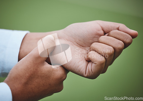 Image of Hands, wrist pain or woman athlete with injury after exercise, sports training or workout accident. Closeup, injured player or girl with fibromyalgia, tendinitis or broken bone inflammation on field
