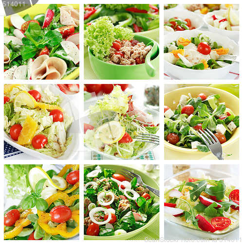 Image of Healthy salads collage