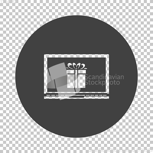 Image of Laptop With Gift Box On Screen Icon