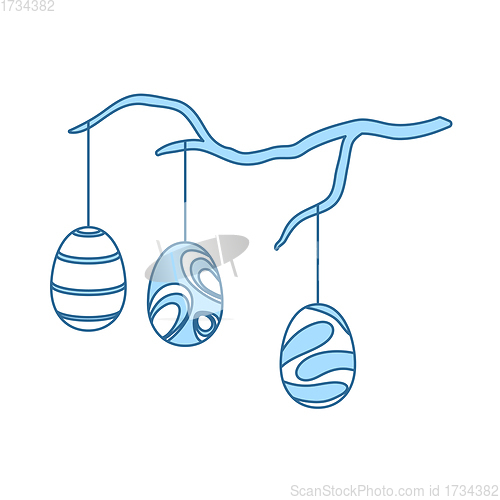 Image of Easter Eggs Hanged On Tree Branch Icon