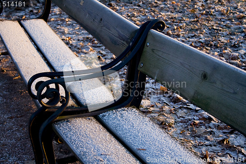 Image of Frozen park bench