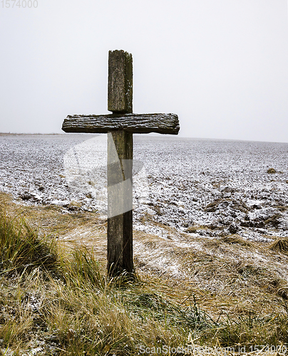 Image of old wooden Catholic cross