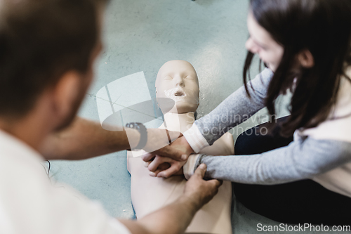 Image of First aid resuscitation course in primary school.