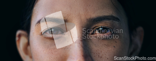 Image of Person, crying and closeup for sadness mental health psychology tired stress, counseling or pain. Angry, eye tears and anxiety emotions or fear depression, dark or problem trauma for therapy